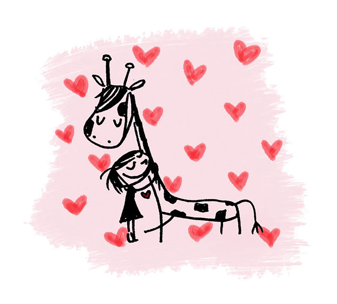giraffe hug.